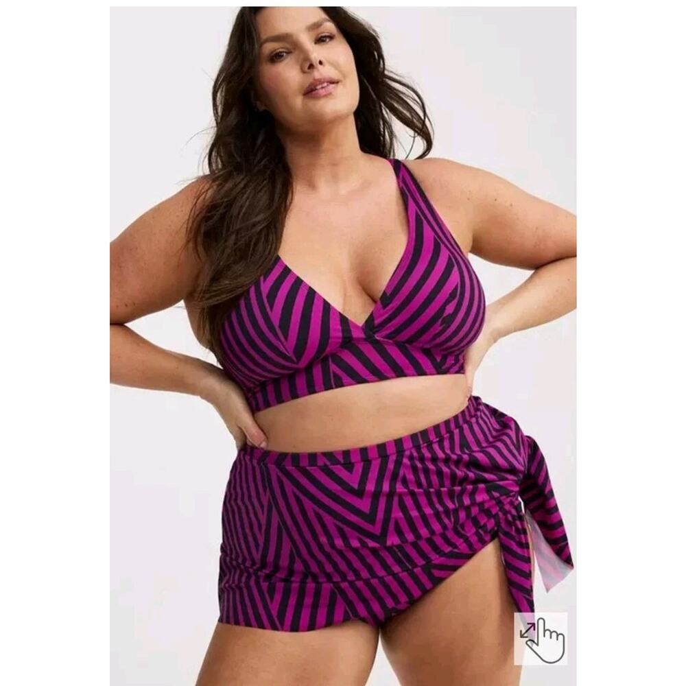 NWT torrid Purple and Black Striped Bikini Skirt 2x